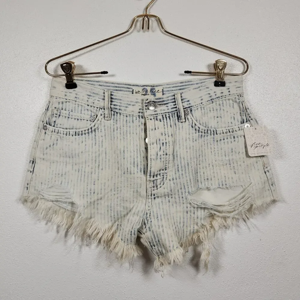 NWT We the Free Free People Shorts Boho Mini Hippie Whimsy Size 25 Distressed